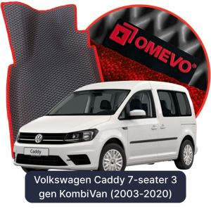 OMEVO 5D Pro EVA Bilmåtter til Volkswagen Caddy 7-sæders 3. gen KombiVan 5 døre (2003-2020)