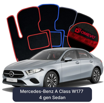 Velour-bilmåtter OMEVO til Mercedes-Benz A Class W177 4 gen Sedan (2019-2026) 