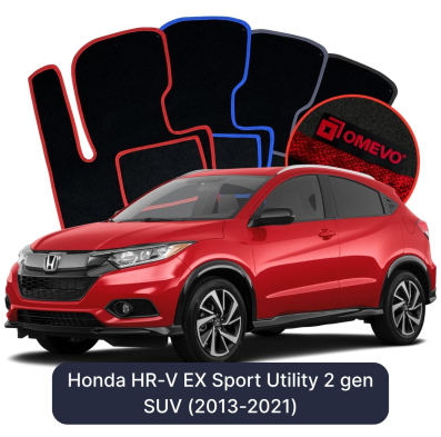 Velour-bilmåtter OMEVO til Honda HR-V EX Sport Utility 2 gen SUV (2013-2021) 