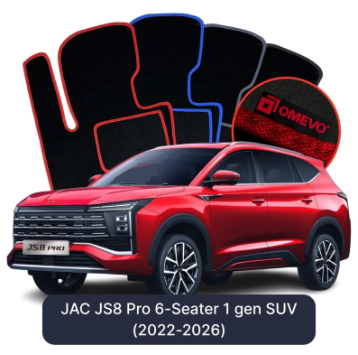 Velour-bilmåtter OMEVO til JAC JS8 Pro 6 Sæder 1 gen SUV (2022-2026) 