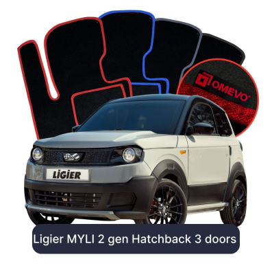 Velour-bilmåtter OMEVO til Ligier MYLI 2 gen Hatchback 3 døre (2024-2026) 