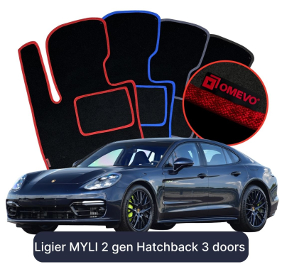 Velour-bilmåtter OMEVO til Porsche Panamera 4 Edition 10 Jahre 2 gen Liftback (2016-2023) 