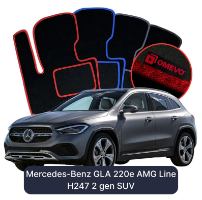 Velour-bilmåtter OMEVO til Mercedes-Benz GLA 220e AMG Line H247 2 gen SUV (2020-2026) 