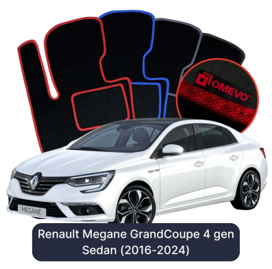 Velour-bilmåtter OMEVO til Renault Megane GrandCoupe 4 gen Sedan (2016-2024) 