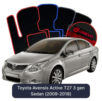 Velour-bilmåtter OMEVO til Toyota Avensis Active T27 3 gen Sedan (2009-2018) 