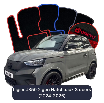 Velour-bilmåtter OMEVO til Ligier JS50 2 gen Hatchback 3 døre (2024-2026) 