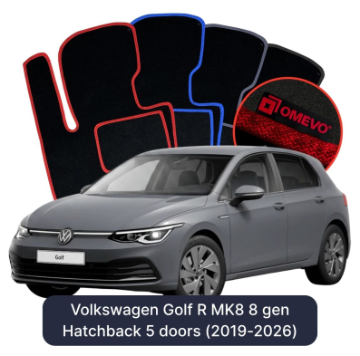 Velour-bilmåtter OMEVO til Volkswagen Golf R MK8 8 gen Hatchback 5 døre (2019-2026) 