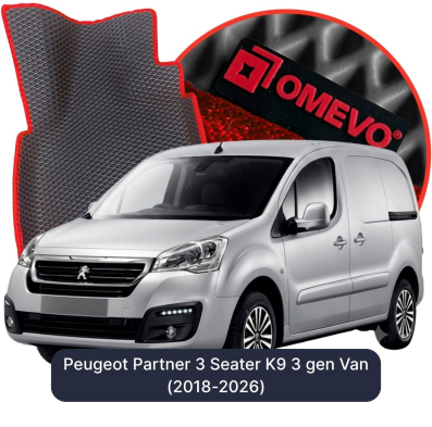 EVA bilgummimåtter OMEVO til Peugeot Partner 3-sæders K9 3. gen Furgon (2018-2026)
