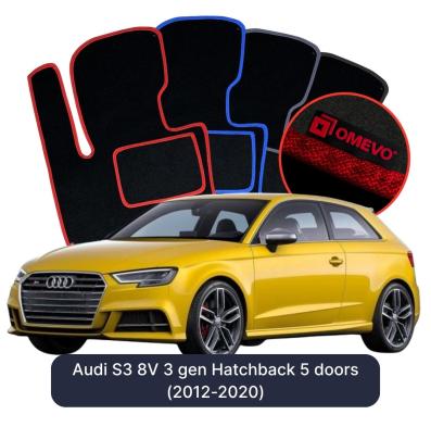 Velour-bilmåtter OMEVO til Audi S3 8V 3 gen Hatchback 5 døre (2012-2020) 