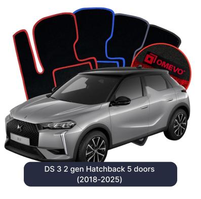 Velour-bilmåtter OMEVO til DS 3 2 gen Hatchback 5 døre (2018-2025) 