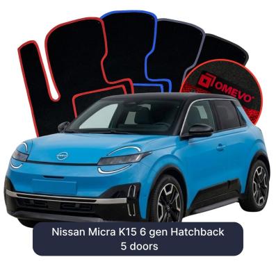 Velour-bilmåtter OMEVO til Nissan Micra K15 6 gen Hatchback 5 døre (2025-2026) 