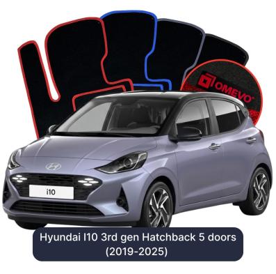 Velour-bilmåtter OMEVO til Hyundai I10 3. gen. Hatchback 5 døre (2019-2025) 