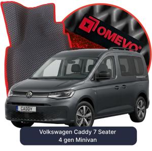 OMEVO 5D Pro EVA Bilmåtter til Volkswagen Caddy 7 Sæder 4 gen Minivan (2020-2026)