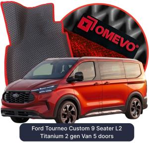 OMEVO 5D Pro EVA Bilmåtter til Ford Tourneo Custom 9 Sæder L2 Titanium 2 gen Varevogn 5 døre (2023-2026)