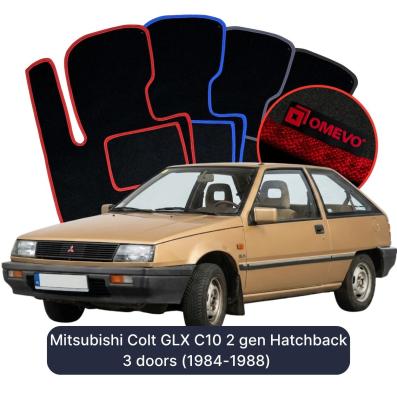 Velour-bilmåtter OMEVO til Mitsubishi Colt GLX C10 2 gen Hatchback 3 døre (1984-1988) 