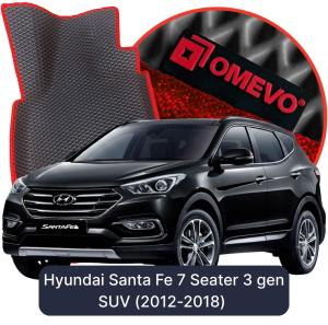 OMEVO 5D Pro EVA Bilmåtter til Hyundai Santa Fe 7 Sæder 3 gen SUV (2012-2018)