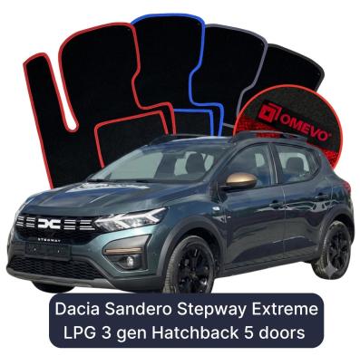 Velour-bilmåtter OMEVO til Dacia Sandero Stepway Extreme LPG 3 gen Hatchback 5 døre (2020-2026) 