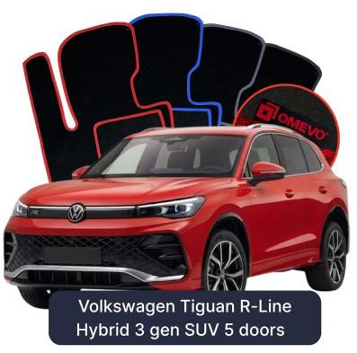 Velour-bilmåtter OMEVO til Volkswagen Tiguan R-Line Hybrid 3 gen SUV 5 døre (2023-2026) 