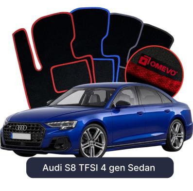 Velour-bilmåtter OMEVO til Audi S8 TFSI 4 gen Sedan (2018-2026) 