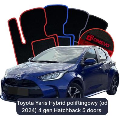 Velour-bilmåtter OMEVO til Toyota Yaris Hybrid poliftingowy (od 2024) 4 gen Hatchback 5 døre (2020-2026) 