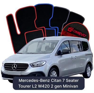 Velour-bilmåtter OMEVO til Mercedes-Benz Citan 7 Sæder Tourer L2 W420 2 gen Minivan (2021-2026) 