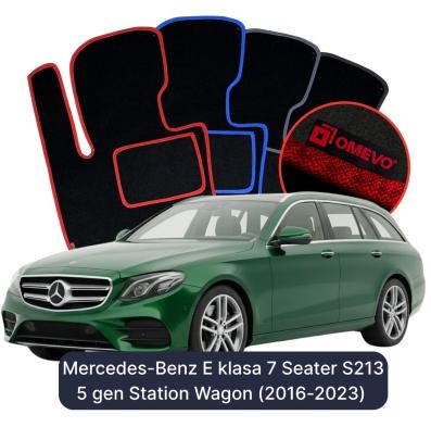Velour-bilmåtter OMEVO til Mercedes-Benz E klasa 7 Sæder S213 5 gen Stationcar (2016-2023) 