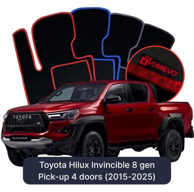 Velour-bilmåtter OMEVO til Toyota Hilux Invincible 8 gen Pick-up 4 døre (2015-2025) 